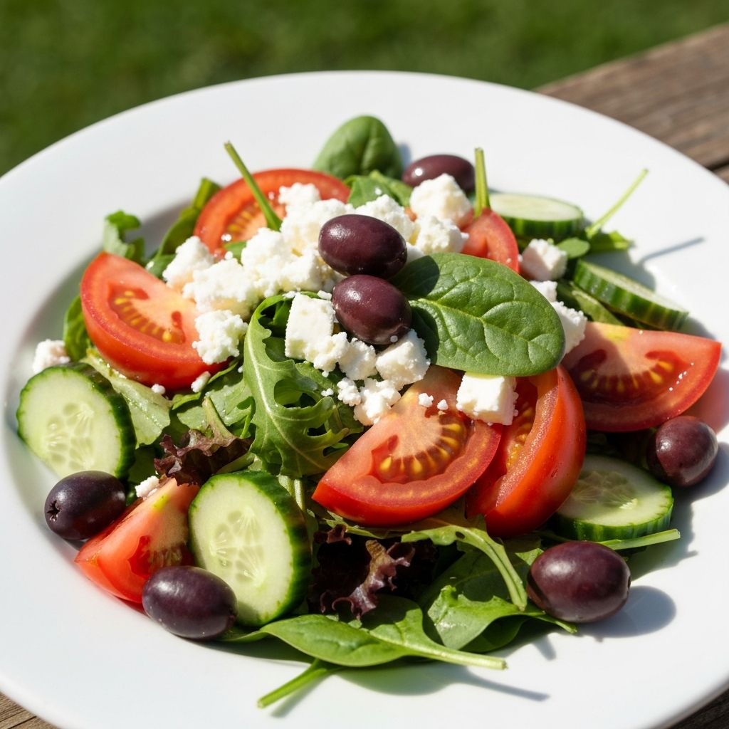 Mediterranean salad with vegetables and feta
